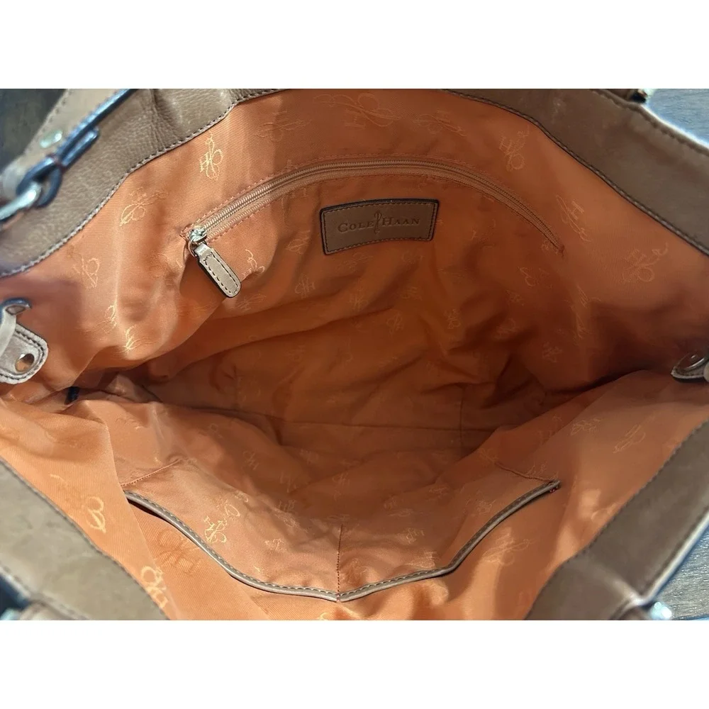 Cole Haan Brown Woven Leather Lined Shoulder Tote‎ Boho
